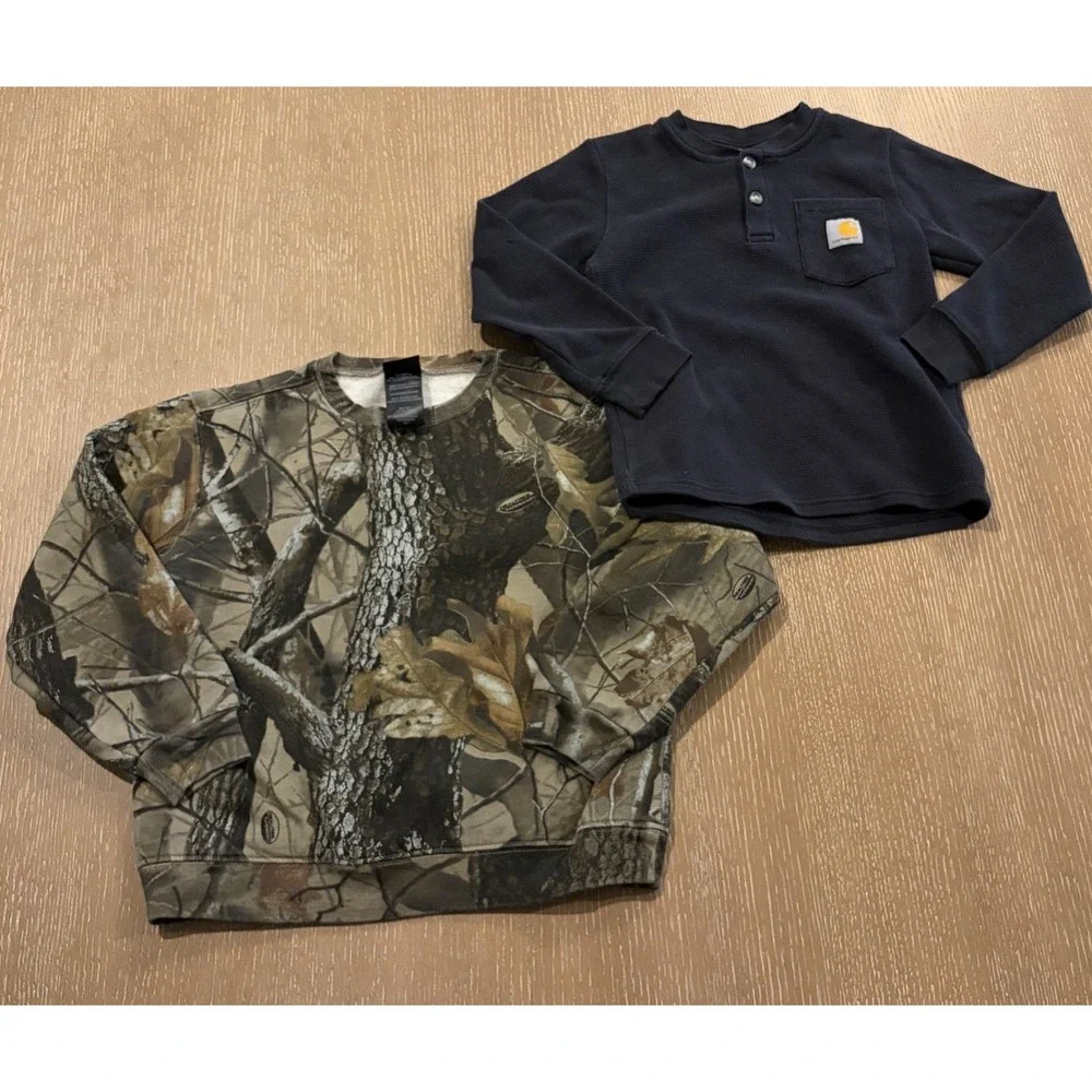 Boys Carhartt Outfitters Ridge Camo Shirt Lot Size 6 Long Sleeve Thermal Top